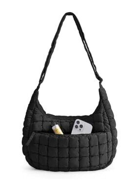 Quilted Puffy Crossbody Bag with Adjustable Strap